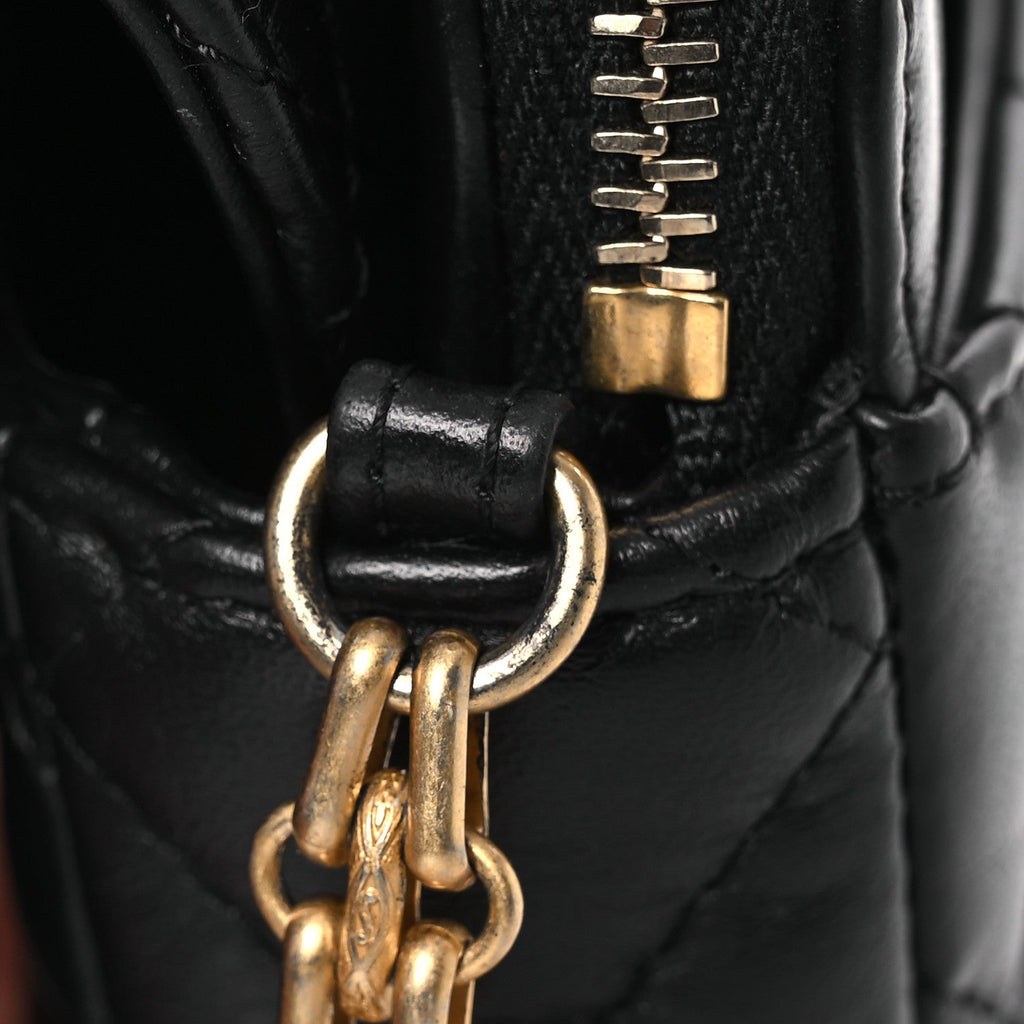 Aged Calfskin Quilted Reissue 2.55 Phone Holder With Chain Black
