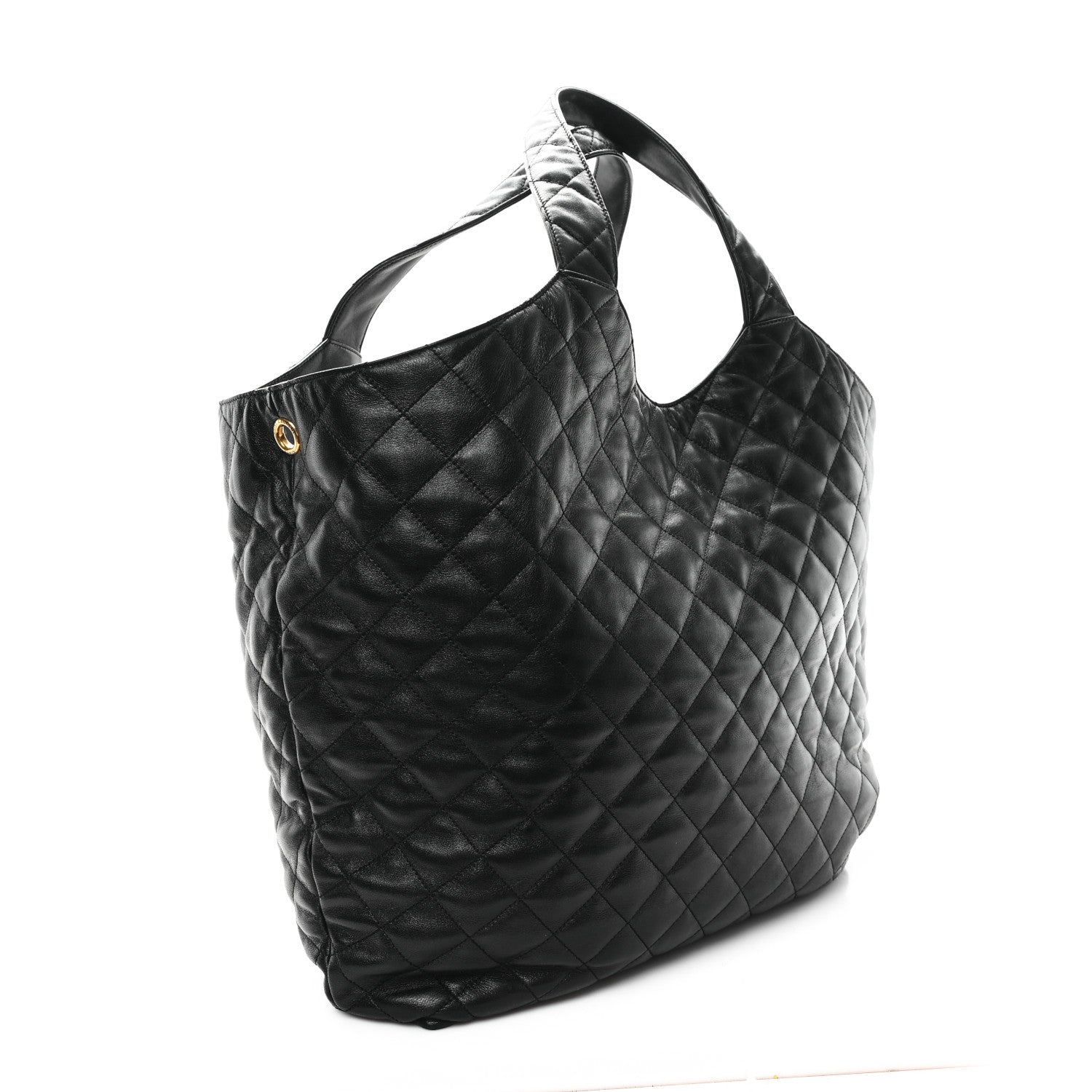 Lambskin Quilted Maxi Icare Shopping Tote Black