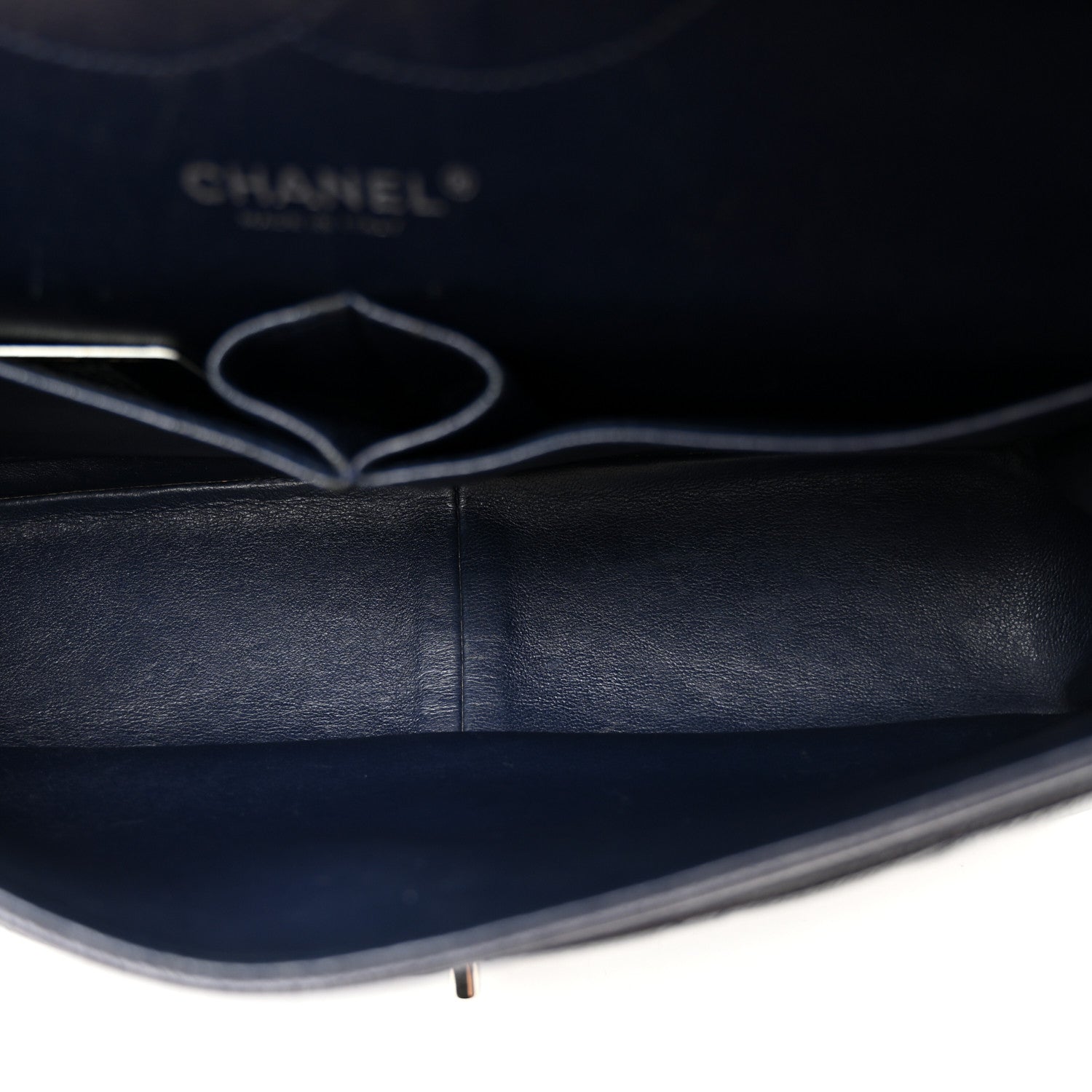 Caviar Quilted Jumbo Double Flap Navy Blue