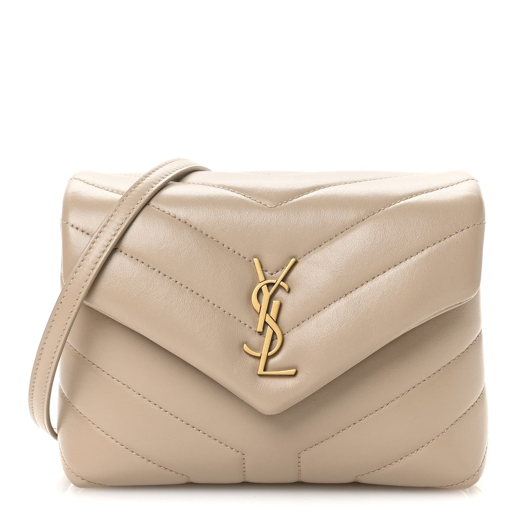 Calfskin Y Quilted Monogram Toy Loulou Crossbody Bag Dark Beige