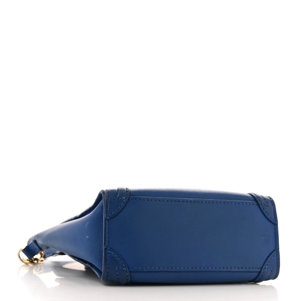 Drummed Calfskin Nano Luggage Indigo