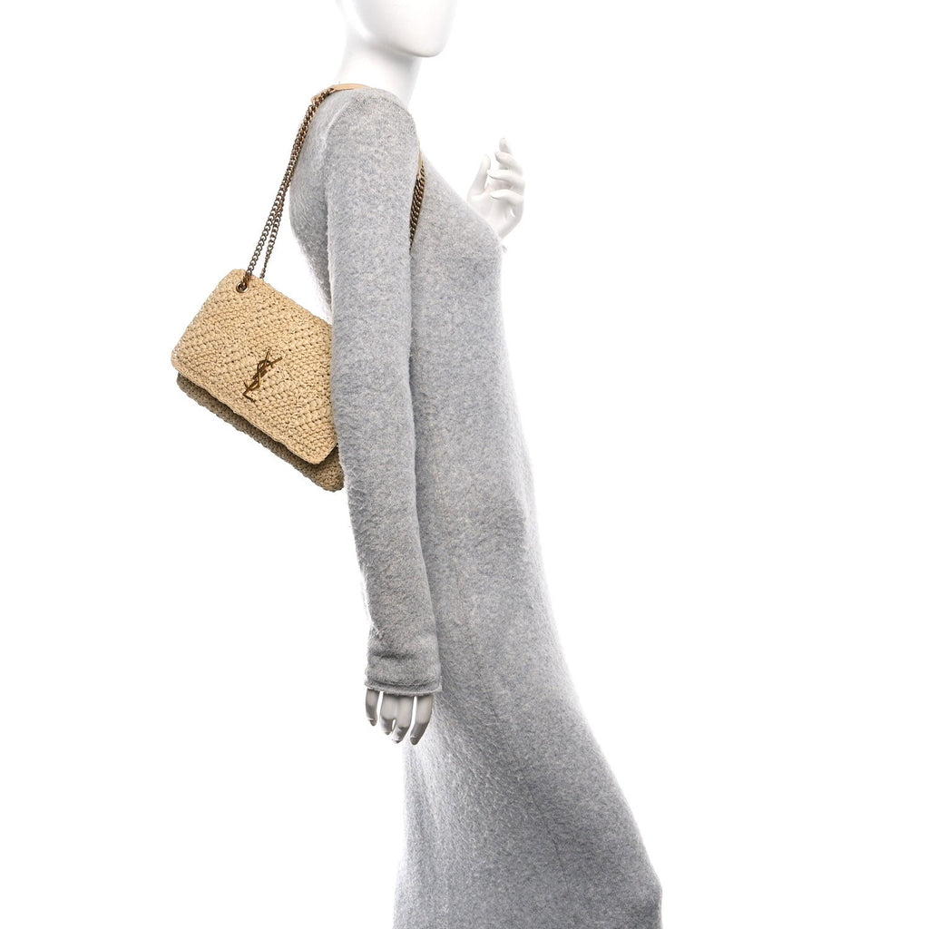 Raffia Monogram Medium Jamie Natural Avorio