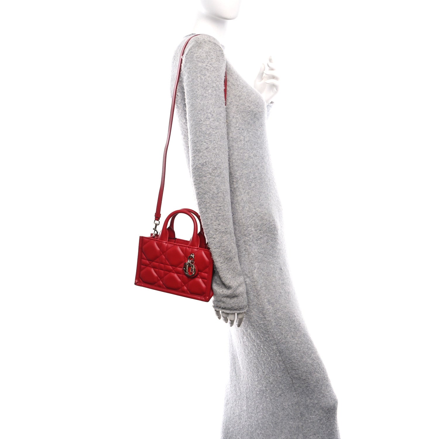 Calfskin Macrocannage Mini Book Tote Red