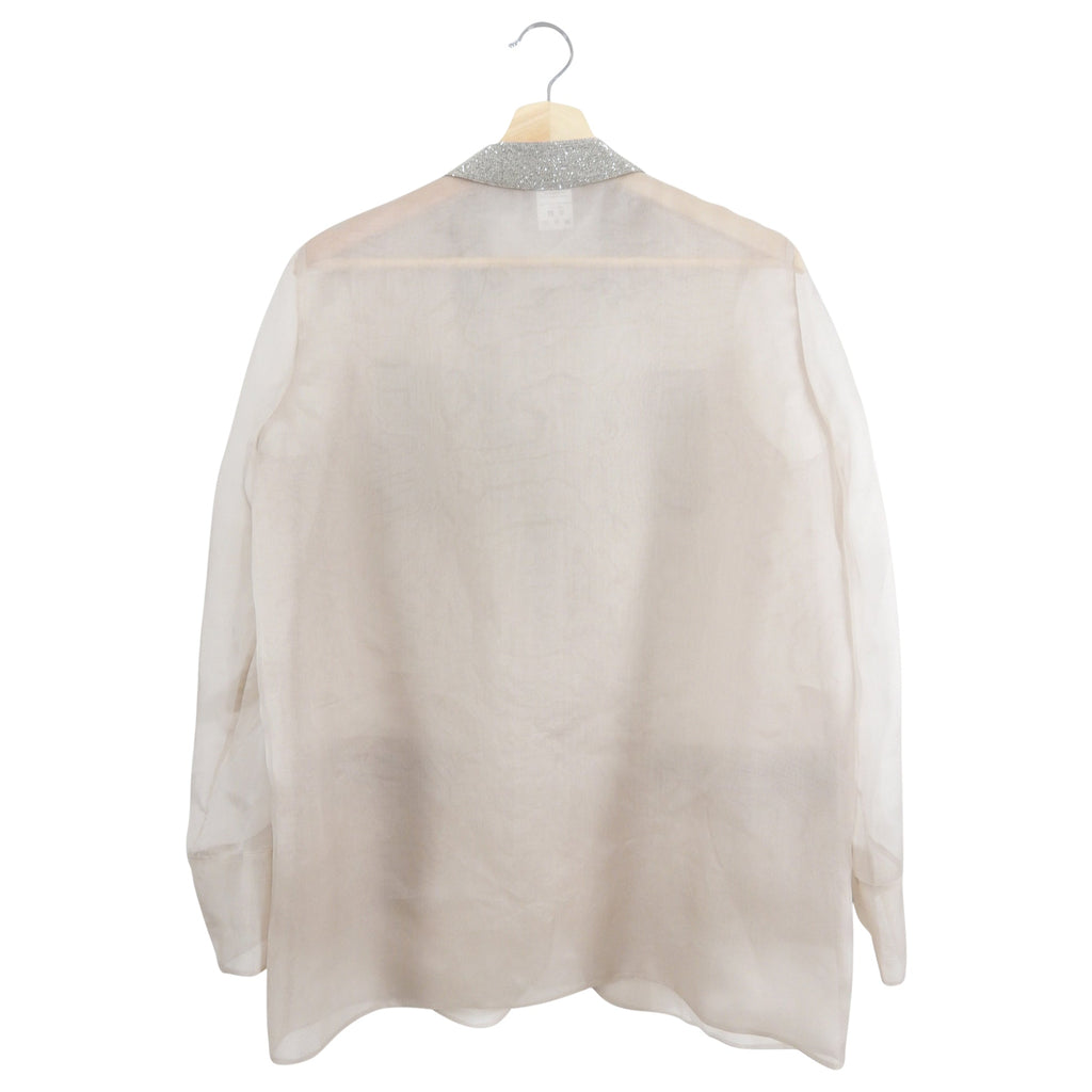 Fabiana Filippi Sand Organza Silk Monili Bead Blazer Jacket - M