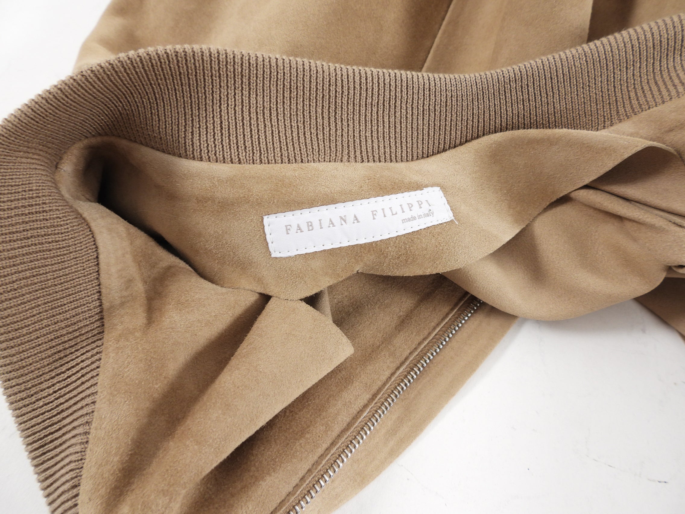 Fabiana Fillipi Beige Light Brown Suede Monili Zip Jacket - XS