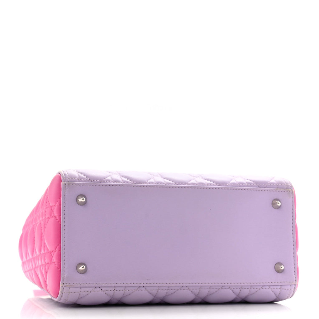 Lambskin Cannage Medium Bi-Color Lady Dior Pink Purple
