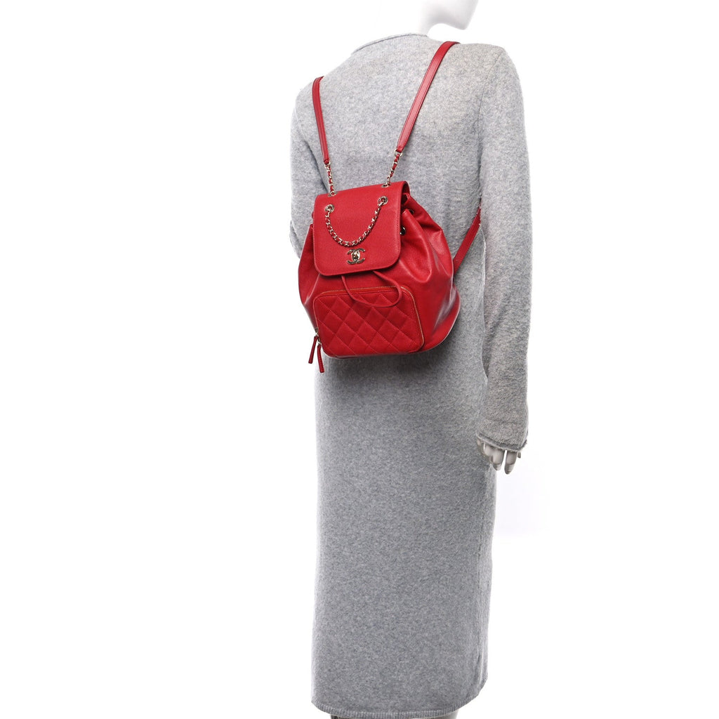 Caviar Quilted Business Affinity Backpack Red
