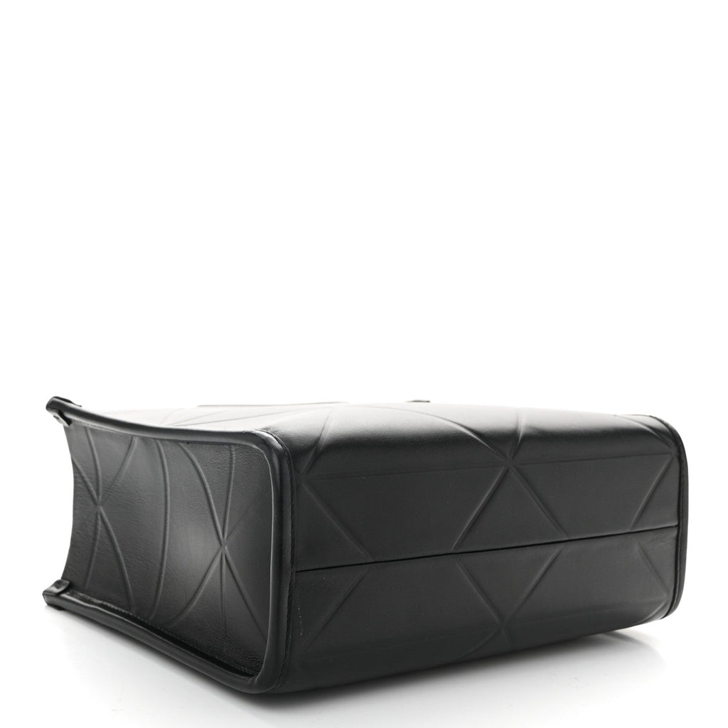 Soft Calfskin Triangolo Symbole Embossed Mini Tote Black