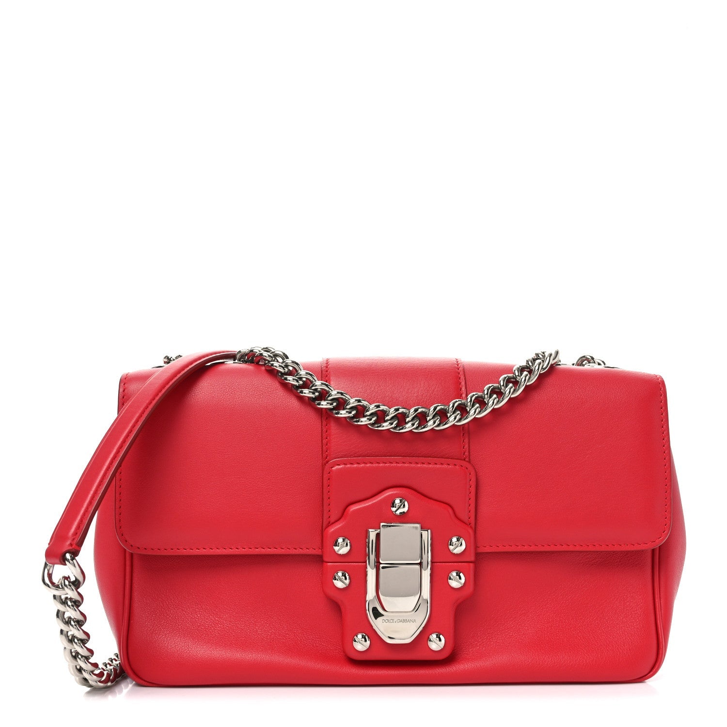 Calfskin Lucia Chain Shoulder Bag Red