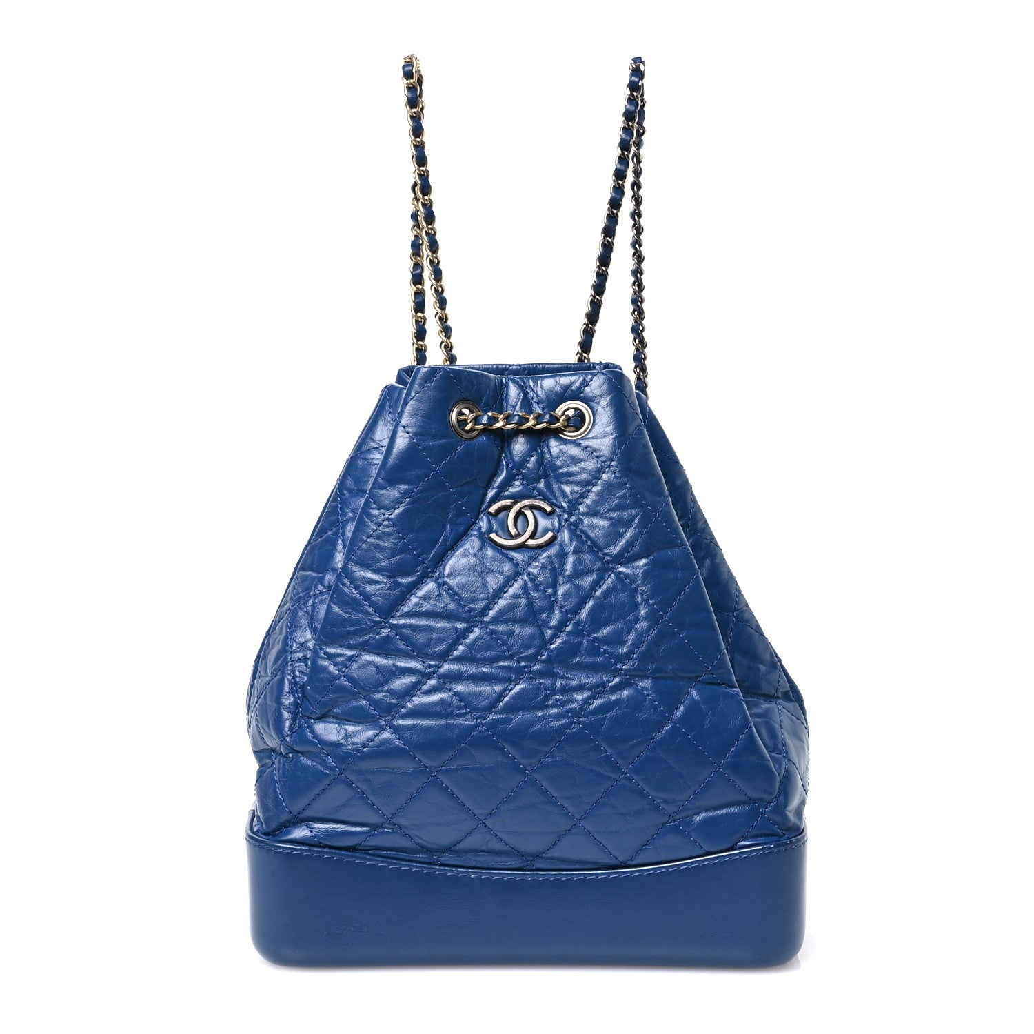 Aged Calfskin Quilted Gabrielle Backpack Blue