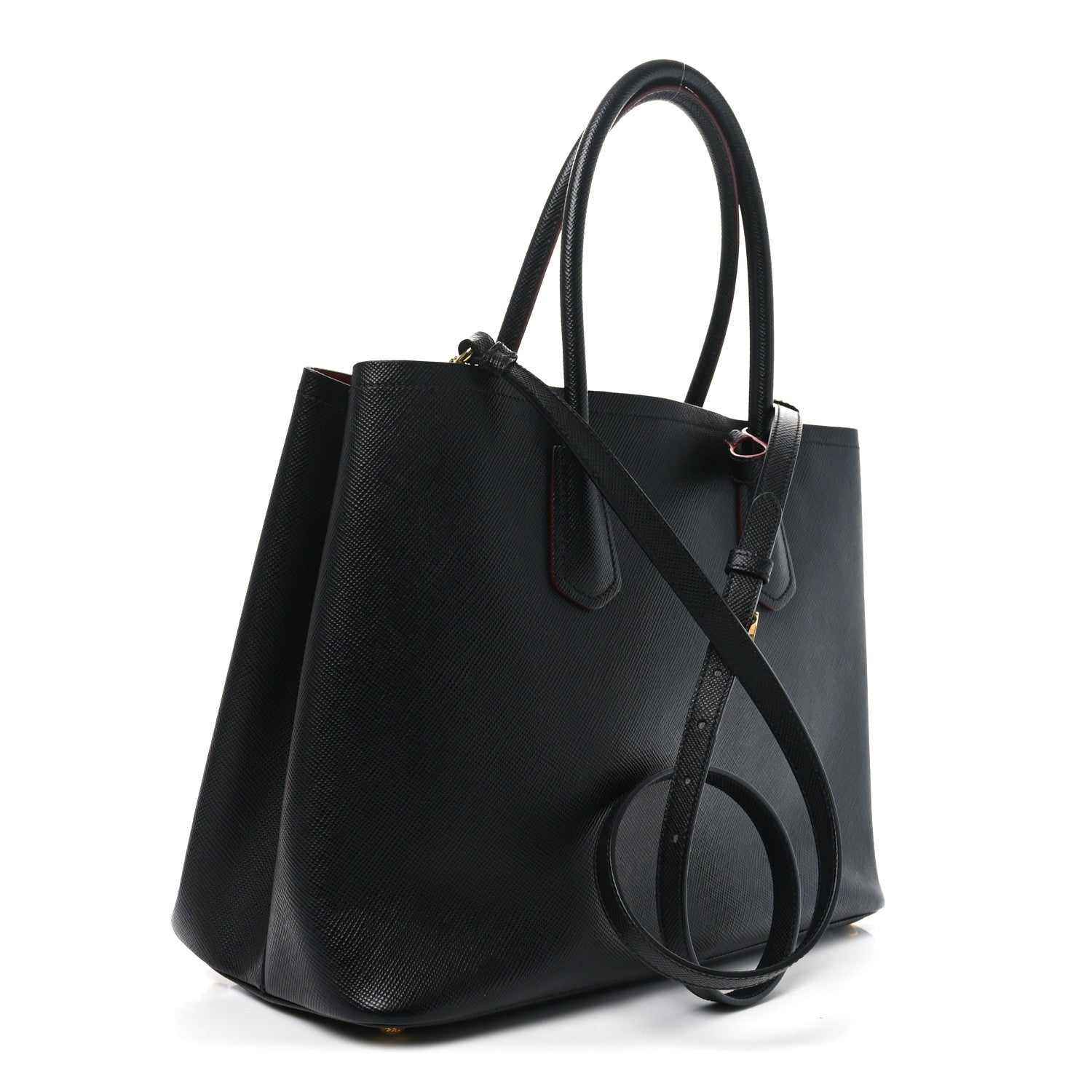 Saffiano Cuir Large Double Bag Black Fuoco