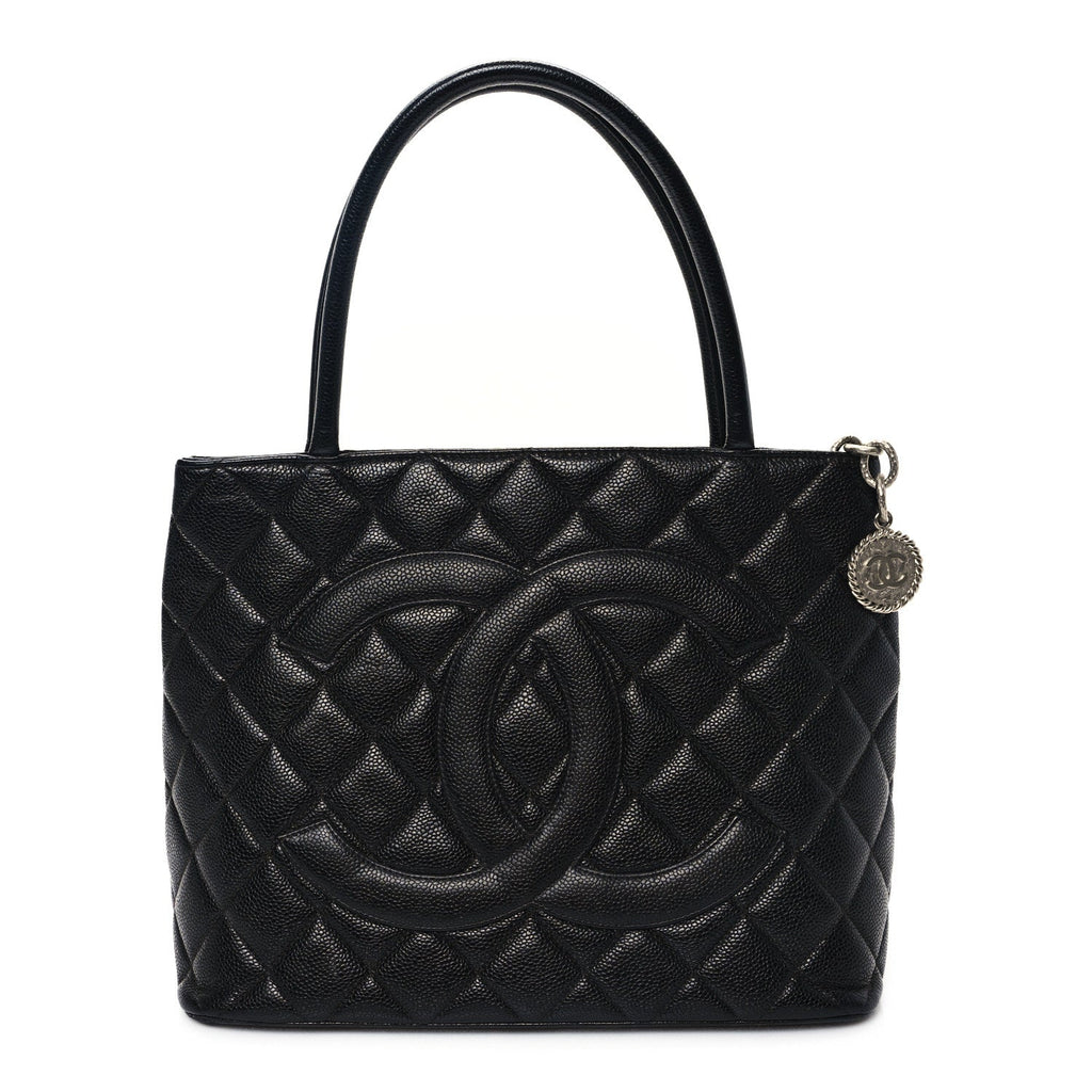 Caviar Quilted Medallion Tote Black