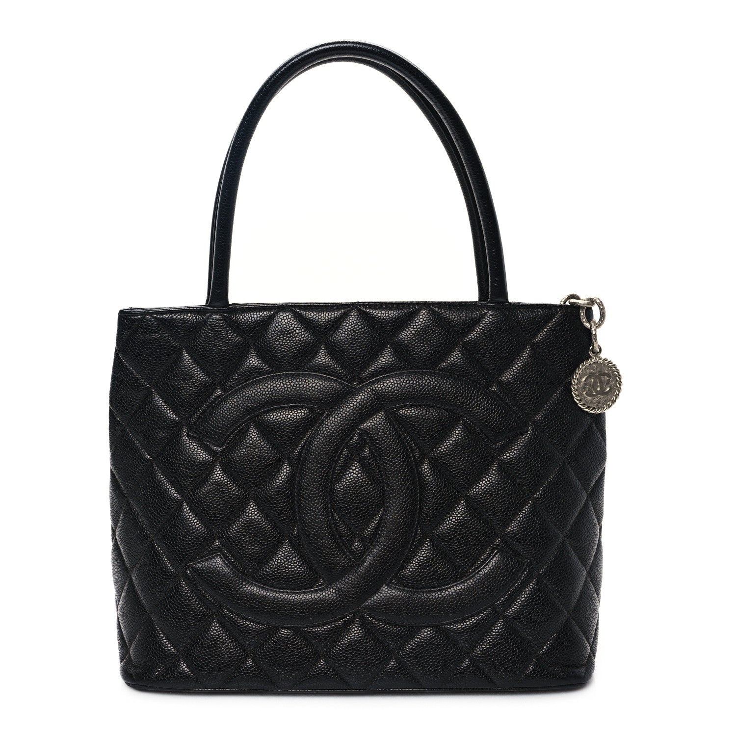 Caviar Quilted Medallion Tote Black