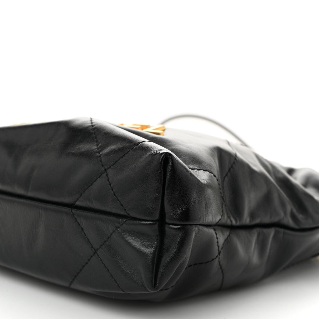 Shiny Calfskin Quilted Mini Chanel 22 Black