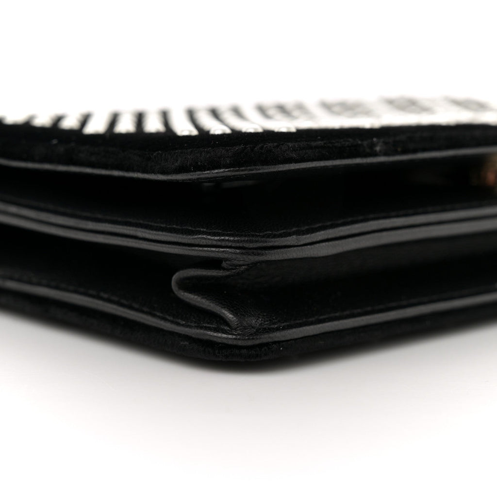 Velvet Pearl Diamond Embellished Wallet On Chain WOC Black