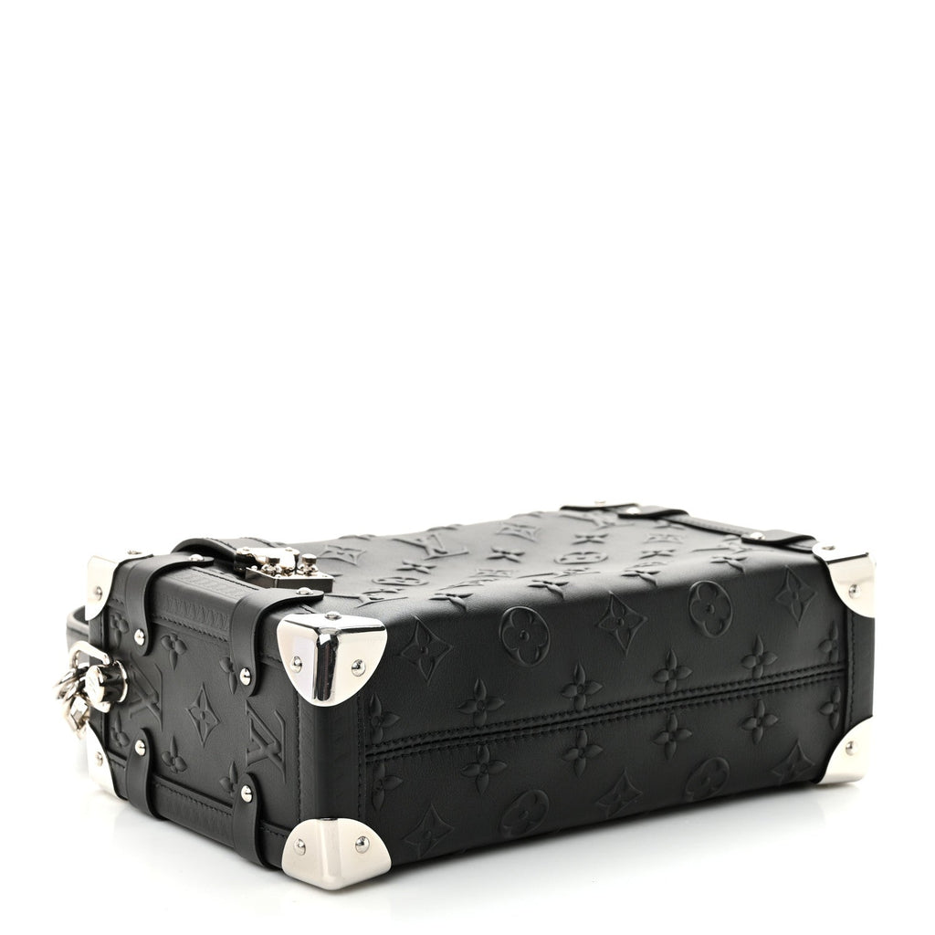 Calfskin Debossed Monogram Side Trunk Black
