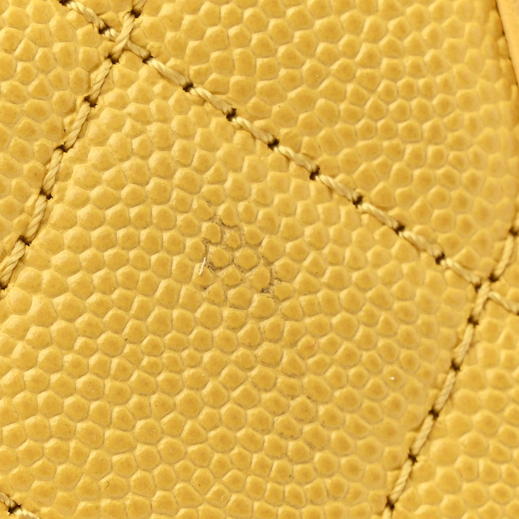 Caviar Quilted Small CC Filigree Vanity Case Yellow