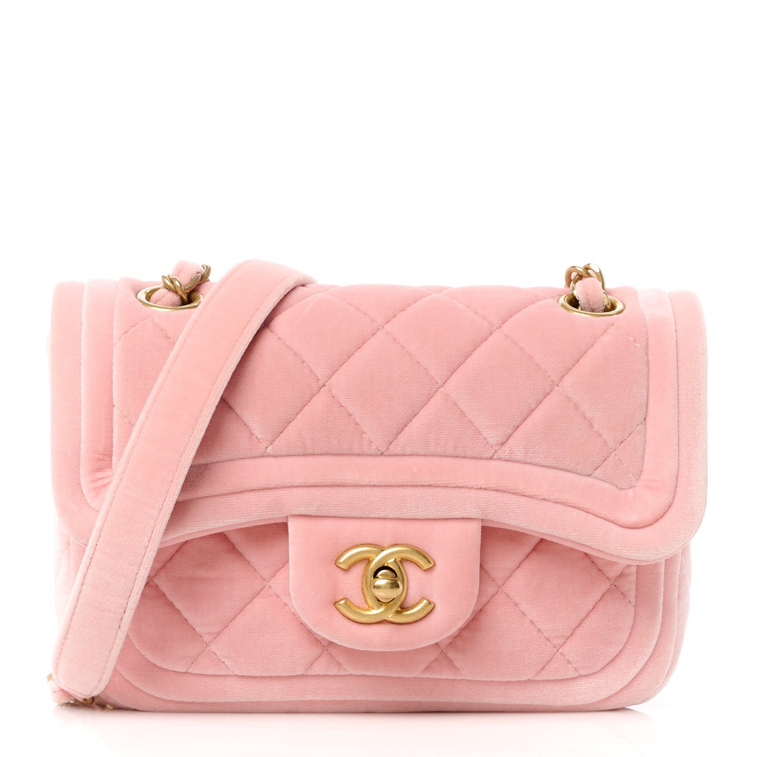 Velour Quilted Mini Double Frame Flap Rose