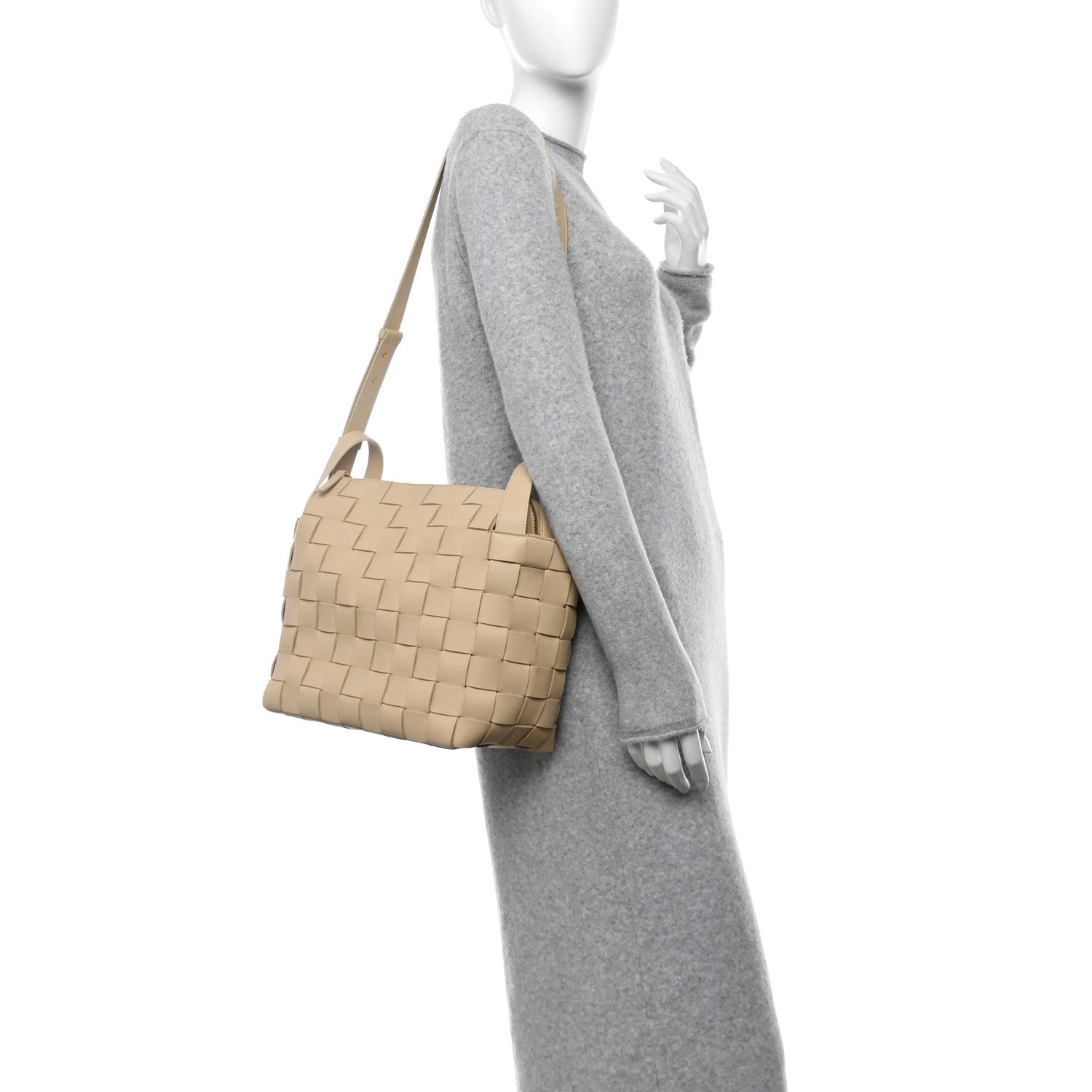 Lambskin Maxi Intrecciato Bowling Cassette Shoulder Bag Porridge
