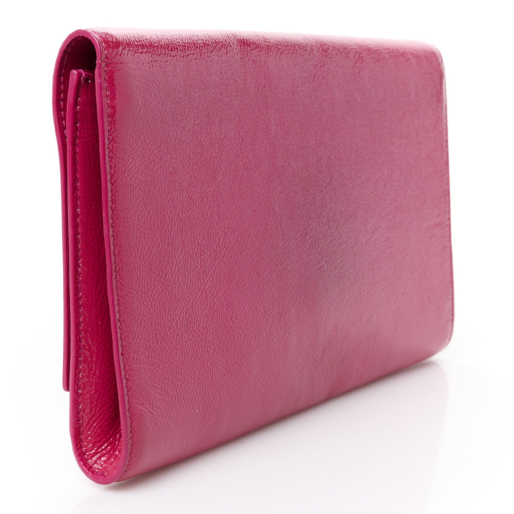 Textured Patent Monogram Large Belle De Jour Clutch Fuchsia