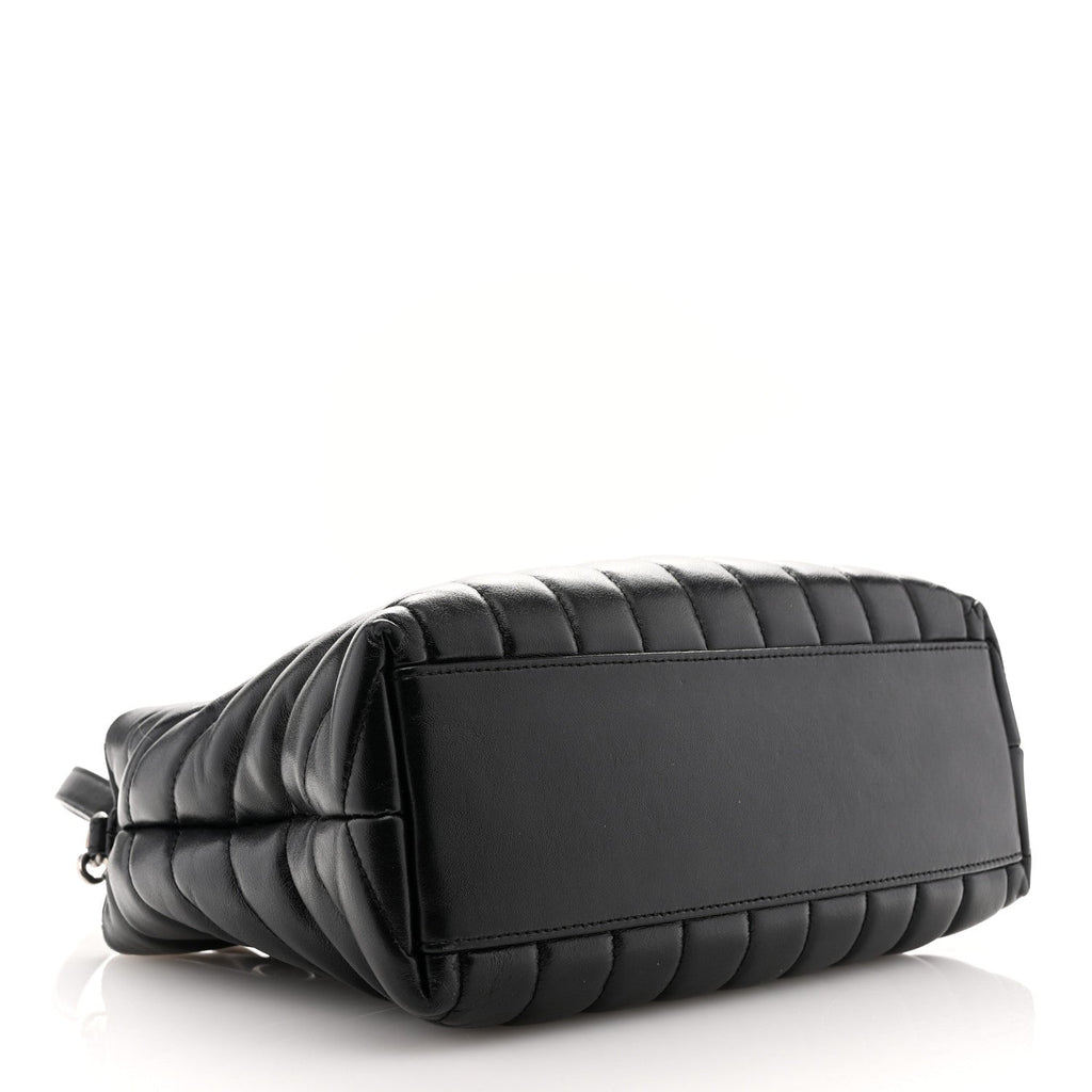 Calfskin Y Quilted Monogram Small Loulou Shopper Black