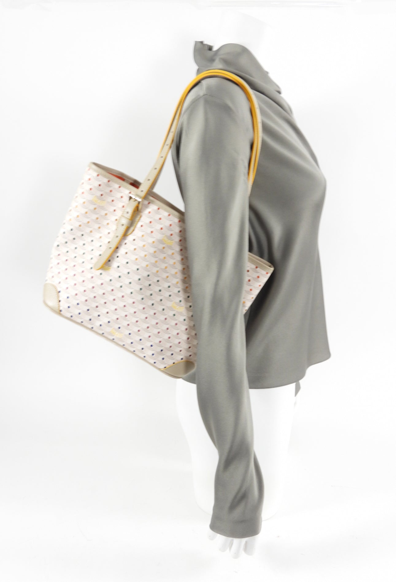 Faure le Page Paris Small White and Multi Coated Canvas Logo Tote
