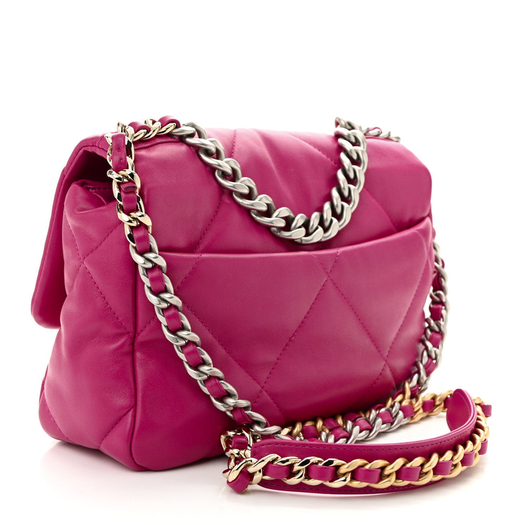 Lambskin Quilted Medium Chanel 19 Flap Dark Pink