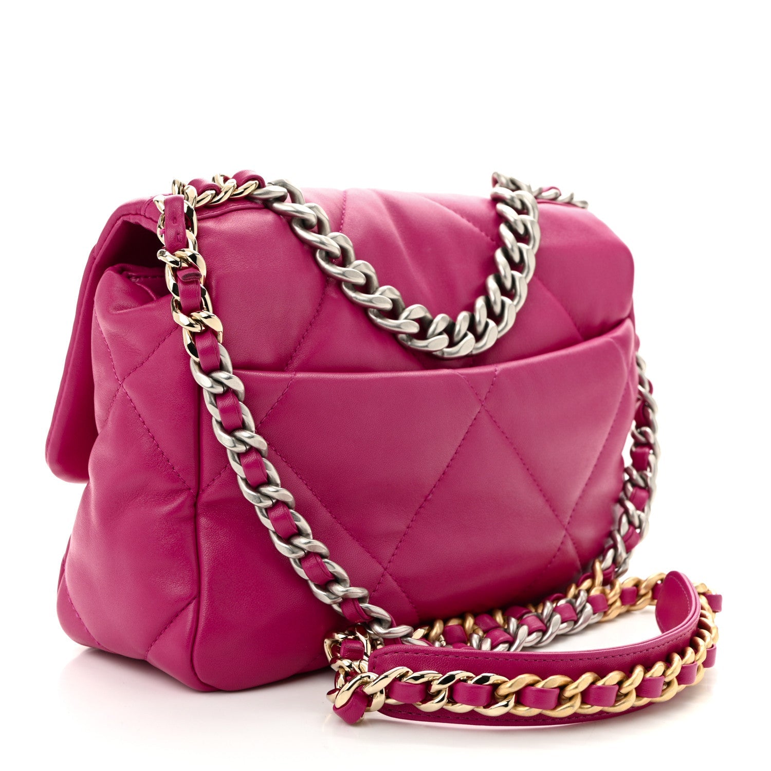 Lambskin Quilted Medium Chanel 19 Flap Dark Pink