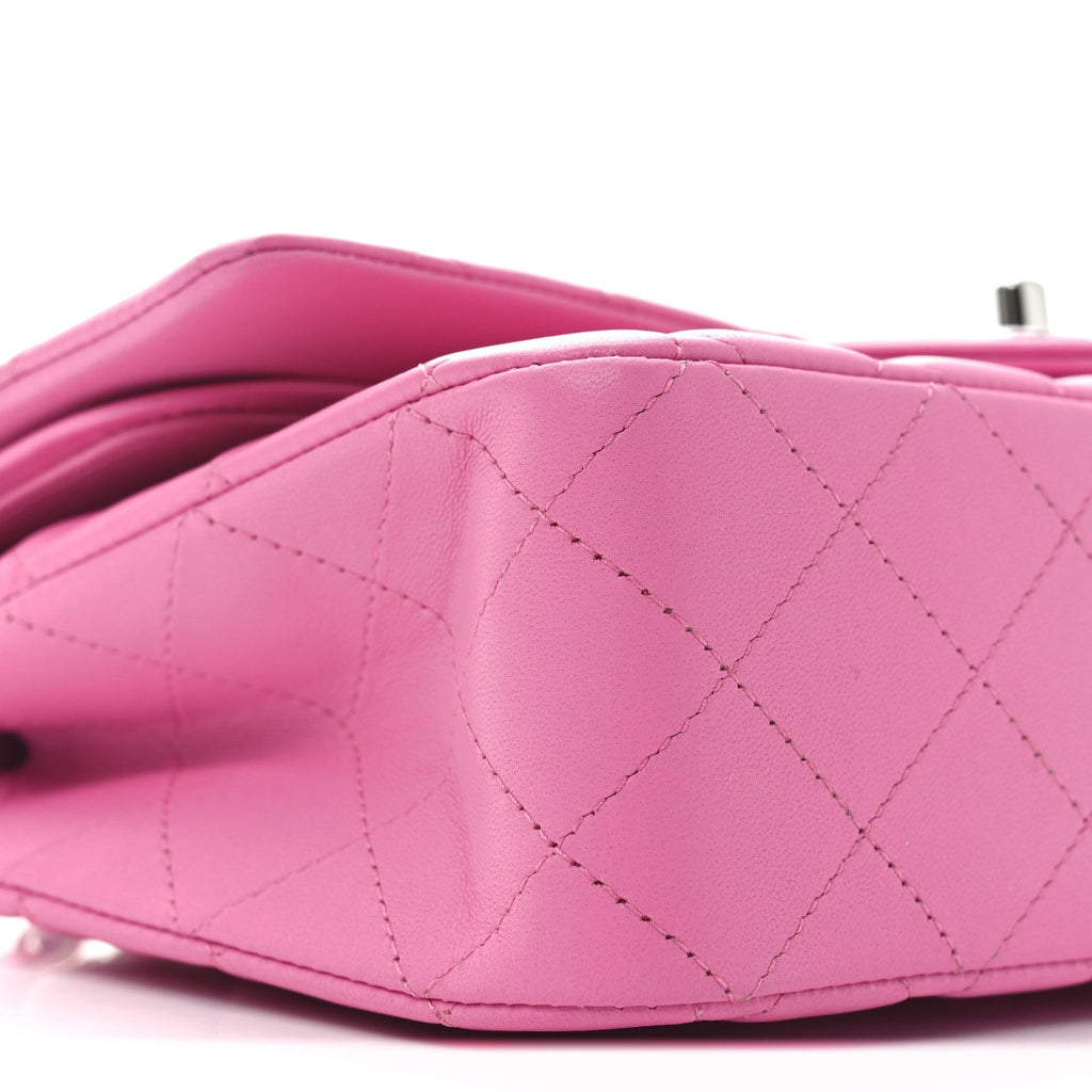 Lambskin Quilted Medium Double Flap Pink