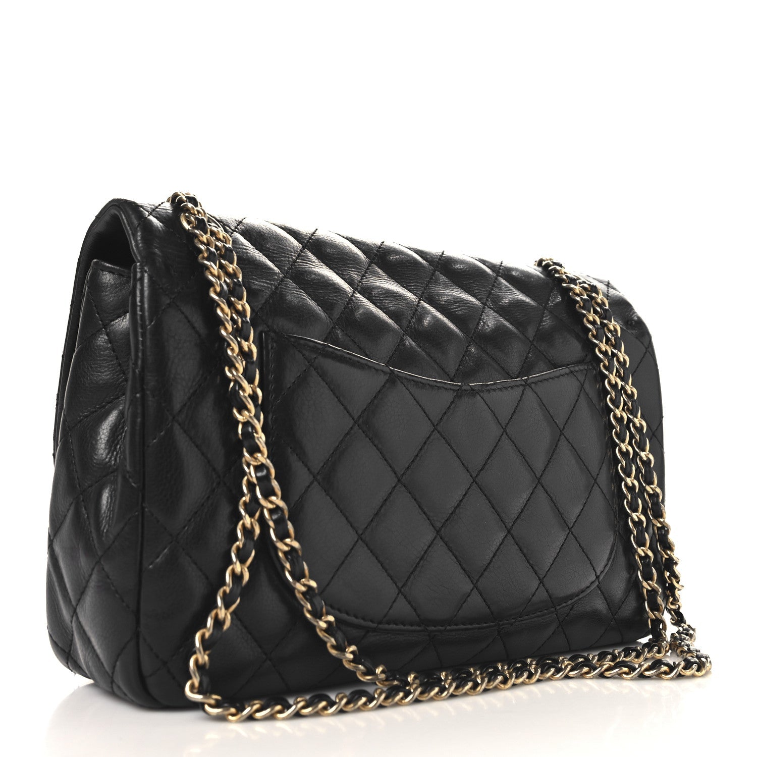 Calfskin Quilted Rock The Corner Flap Black