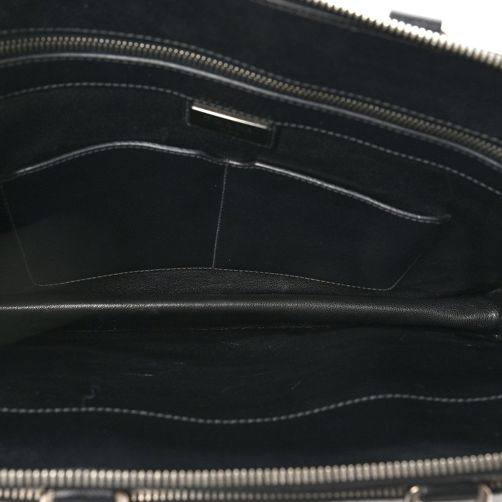 Saffiano Cuir Travel Front Zip Pocket Briefcase Black