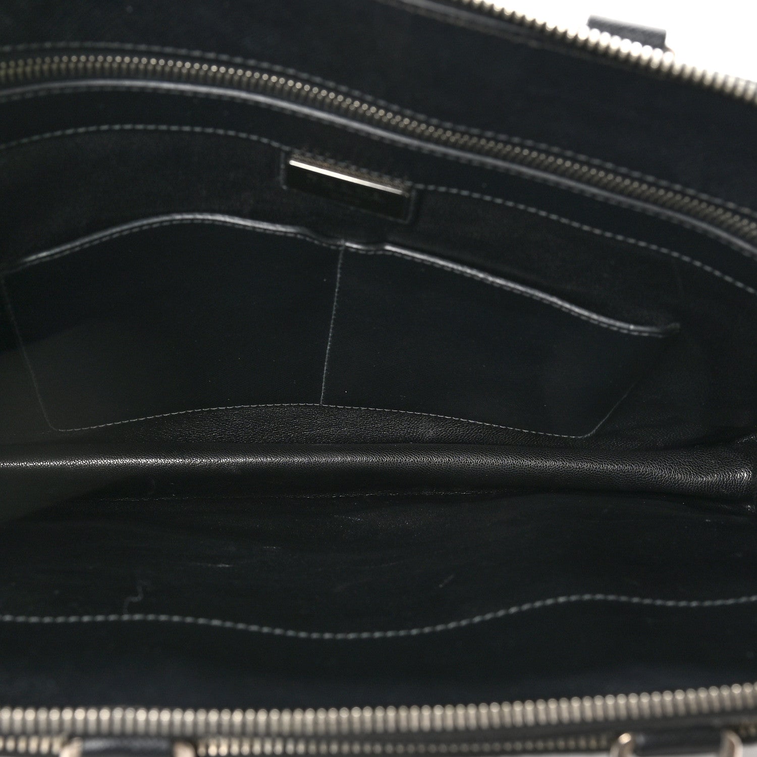 Saffiano Cuir Travel Front Zip Pocket Briefcase Black