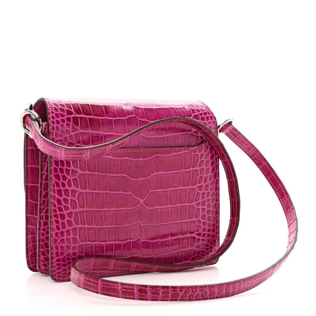 Shiny Alligator Mini Sac Roulis Rose Scheherazade