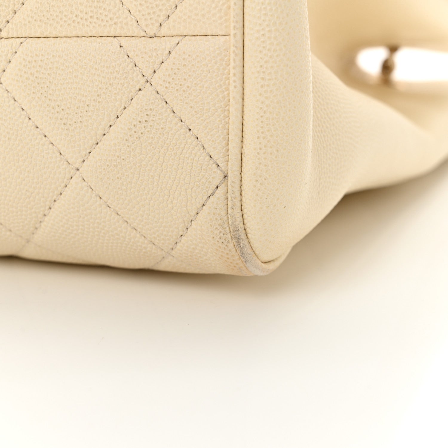 Caviar Quilted In Out Flap Shopping Tote White