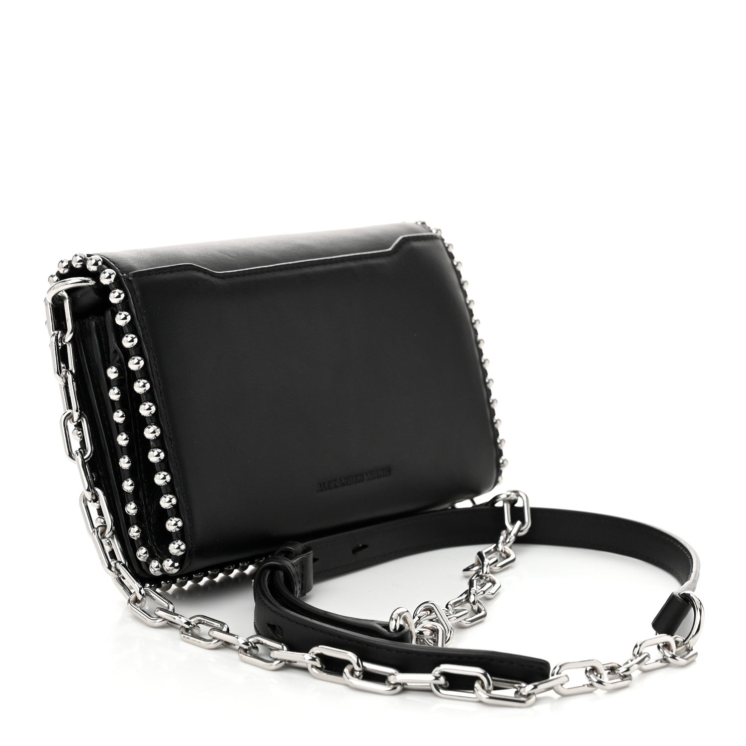 Calfskin Studded Attica Biker Shoulder Bag Black