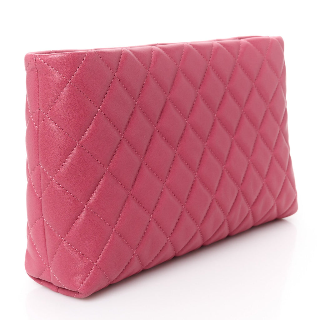 Lambskin Quilted Clutch Fuchsia