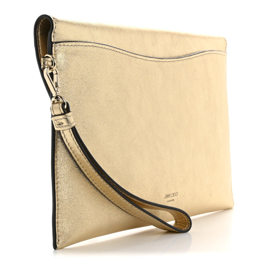 Metallic Calfskin JC Envelope Pouch Gold