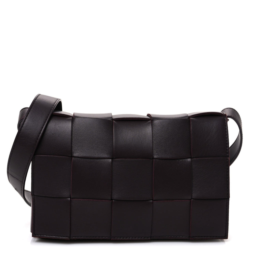 Lambskin Maxi Intreccio Small Cassette Crossbody Bag Grape