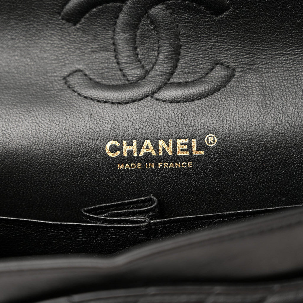 Lambskin Chevron Quilted Small Double Flap Black