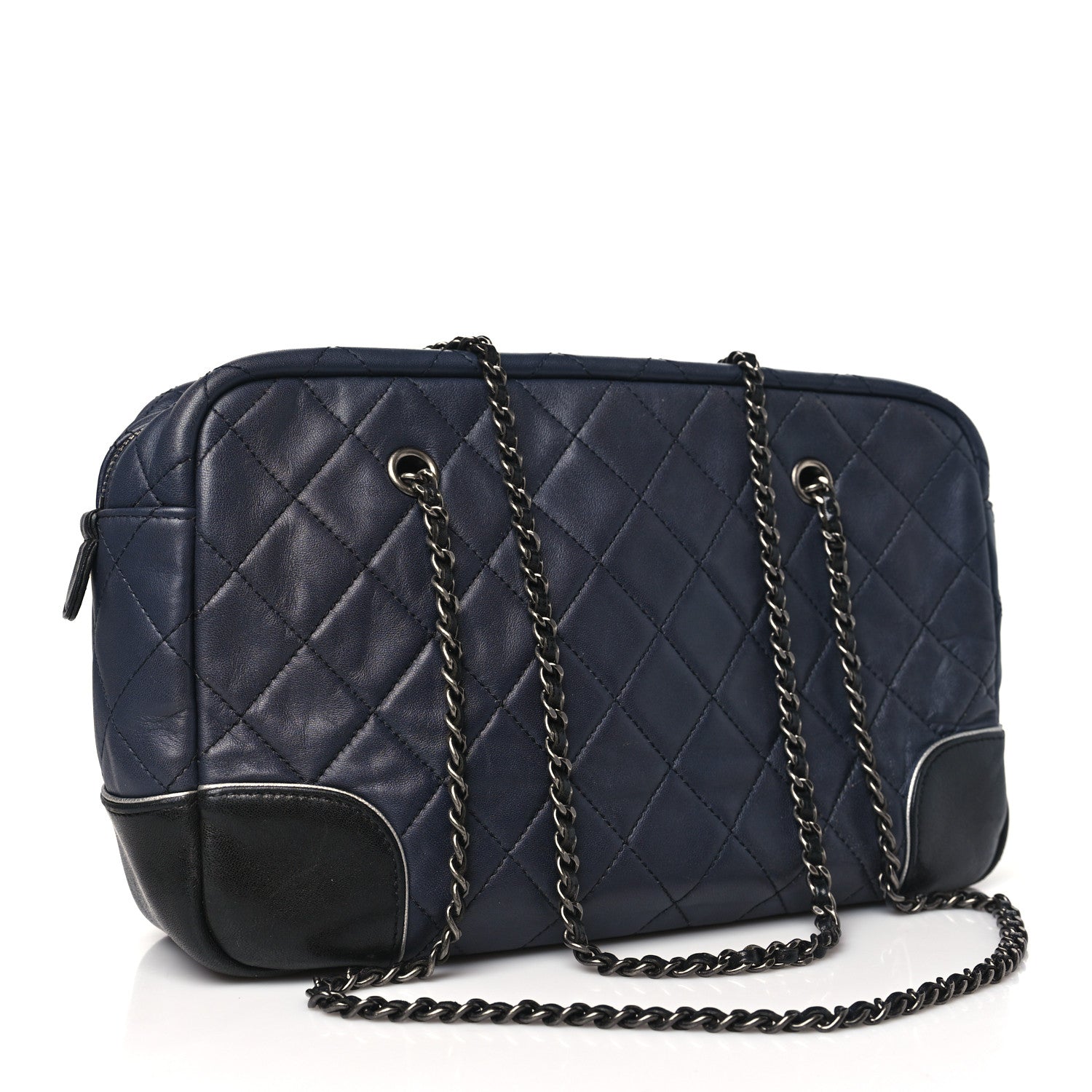 Lambskin Quilted CC Bi-Color Camera Case Navy Black