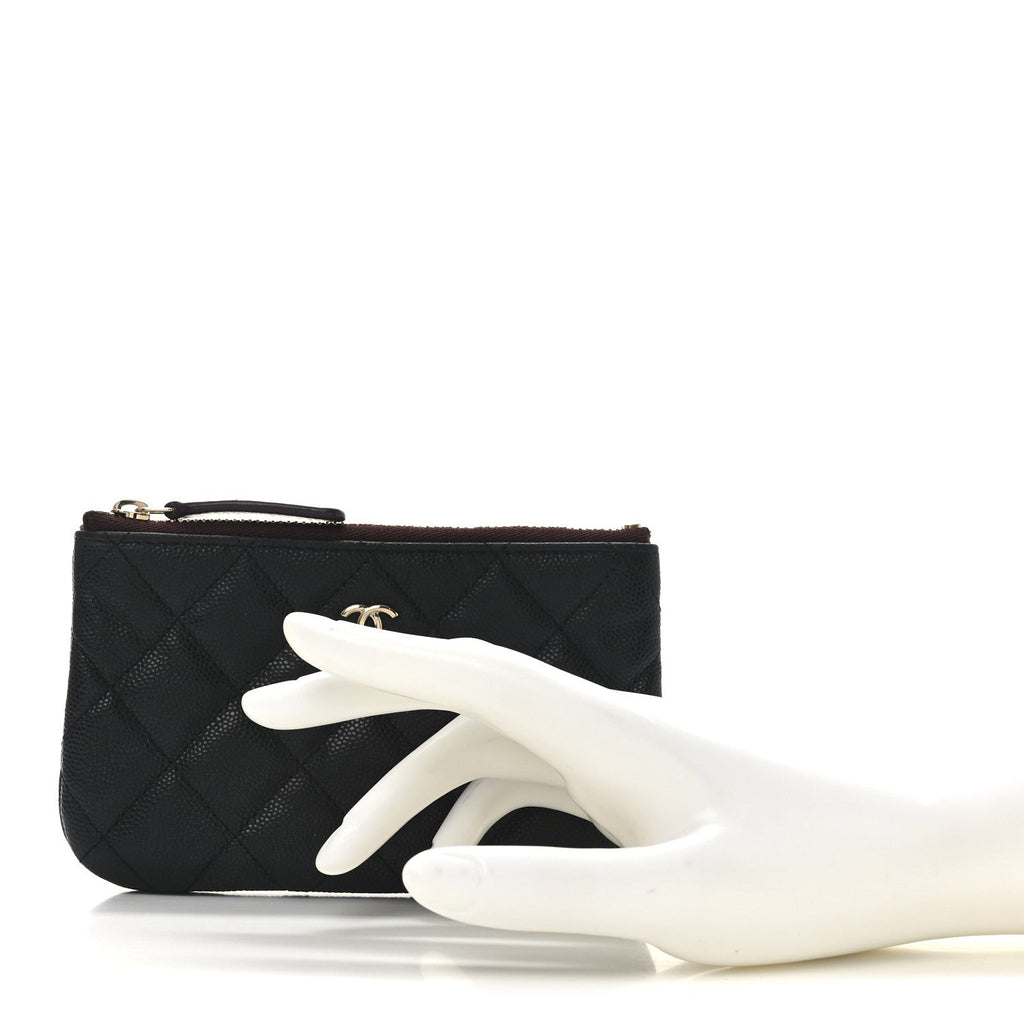 Caviar Quilted Small Cosmetic Case Black