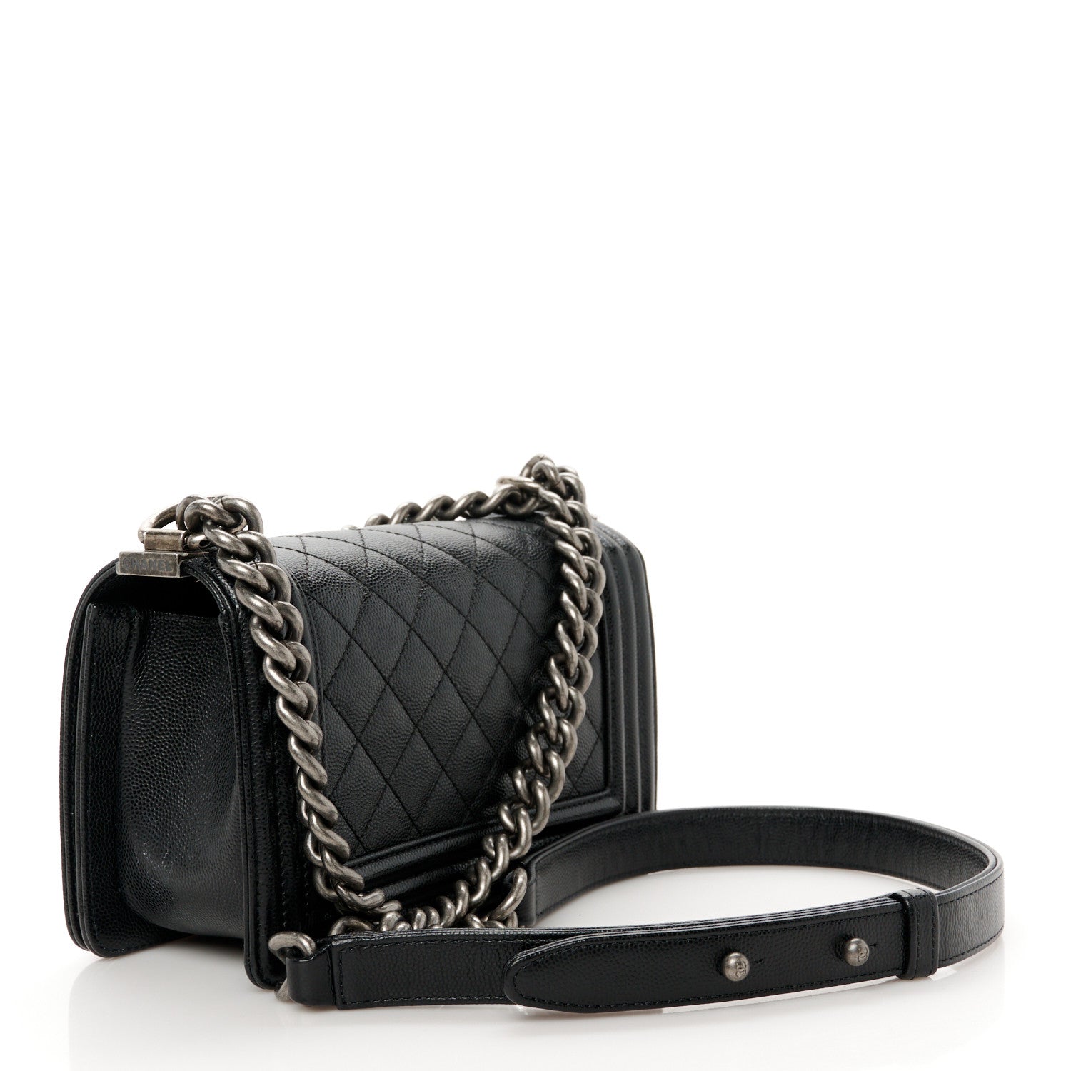 Caviar Quilted Small Boy Flap Black
