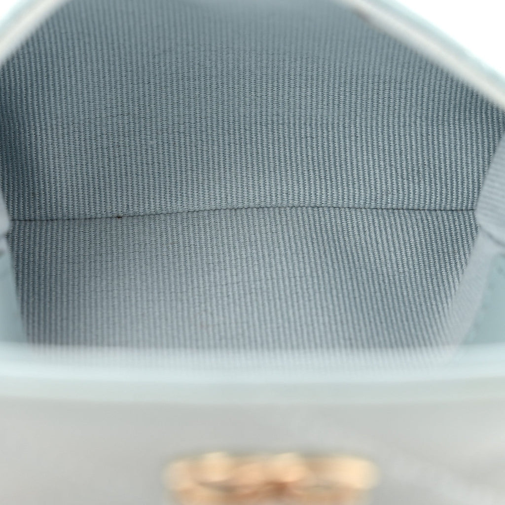 Lambskin Quilted Pearl Chain Belt Bag Light Blue