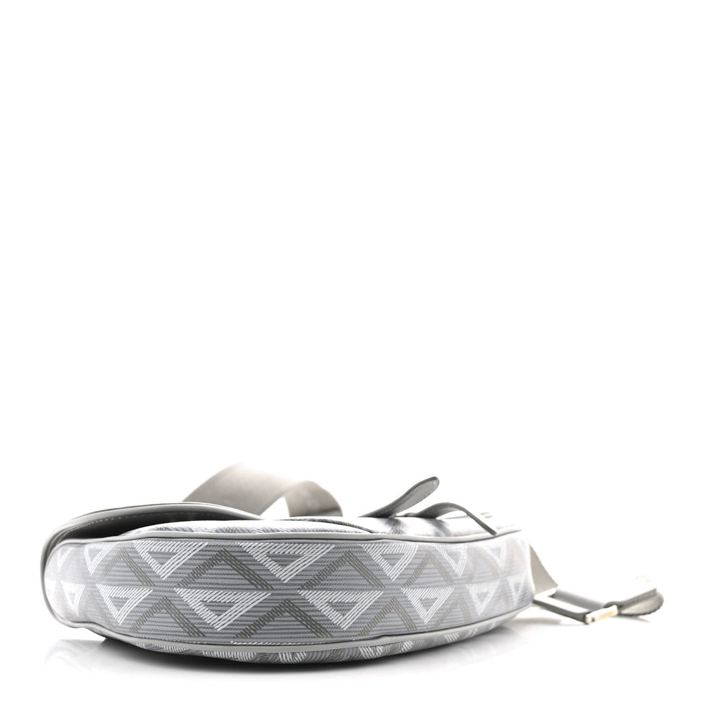 Coated Canvas Calfskin CD Diamond Mens Saddle Bag Gray