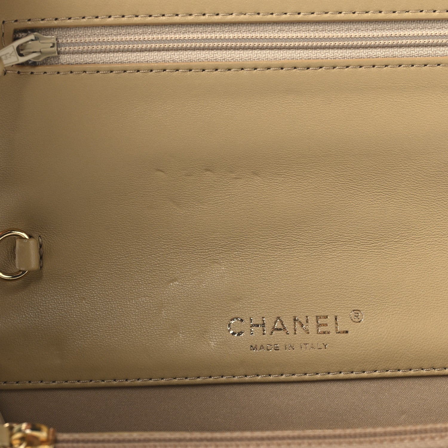 Lambskin Quilted Golden Class Wallet on Chain WOC Beige