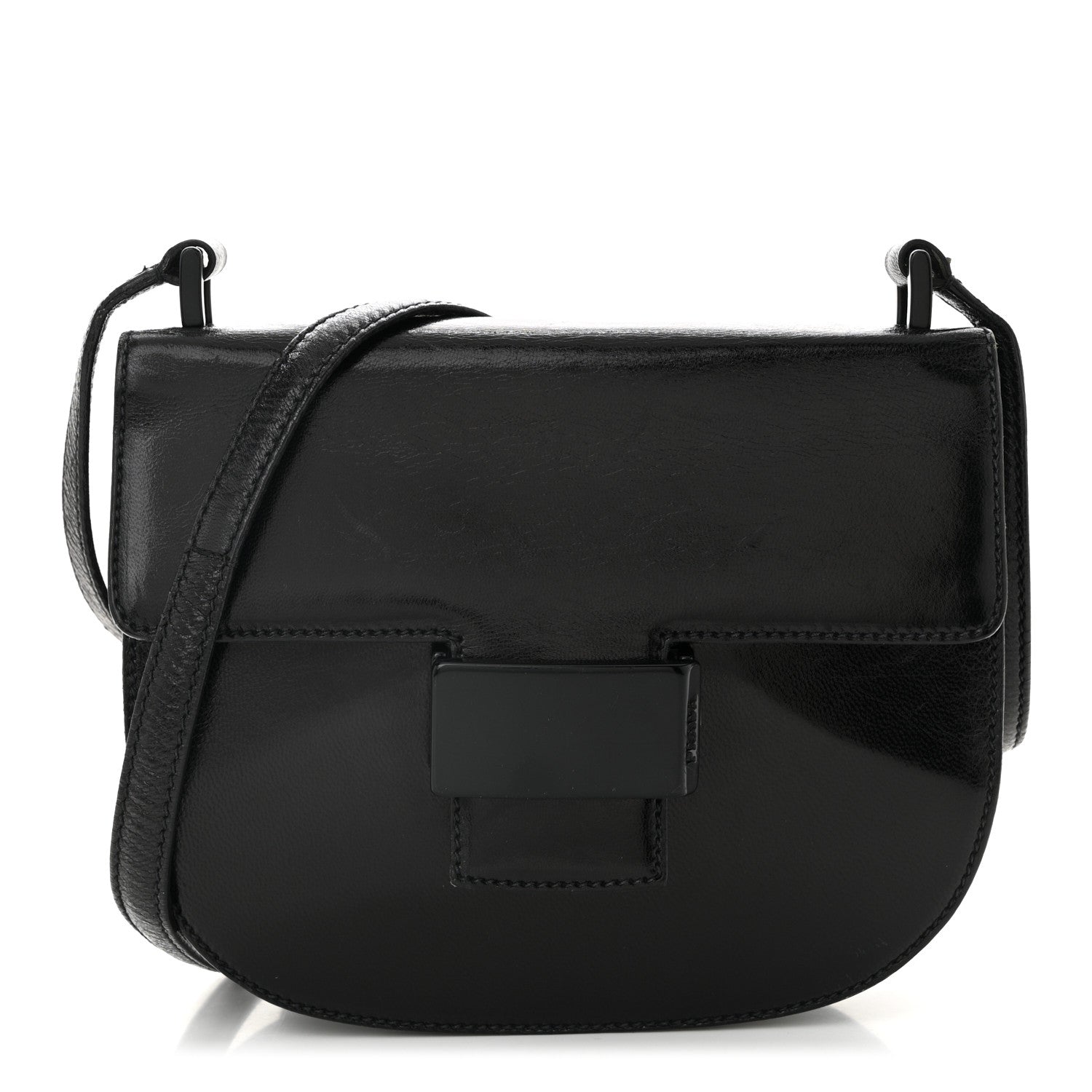 Spazzolato Fliplock Flap Shoulder Bag  Black