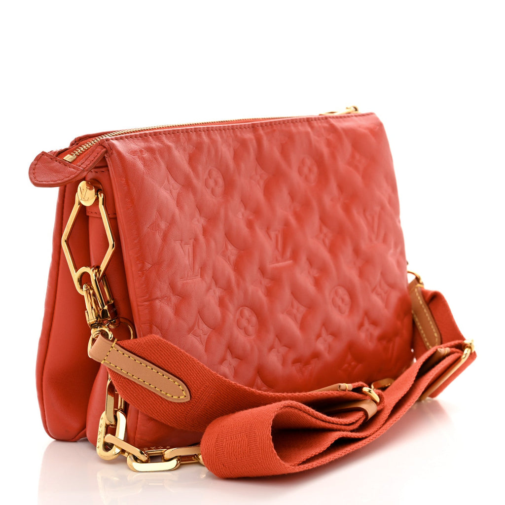 Lambskin Embossed Monogram Coussin PM Red