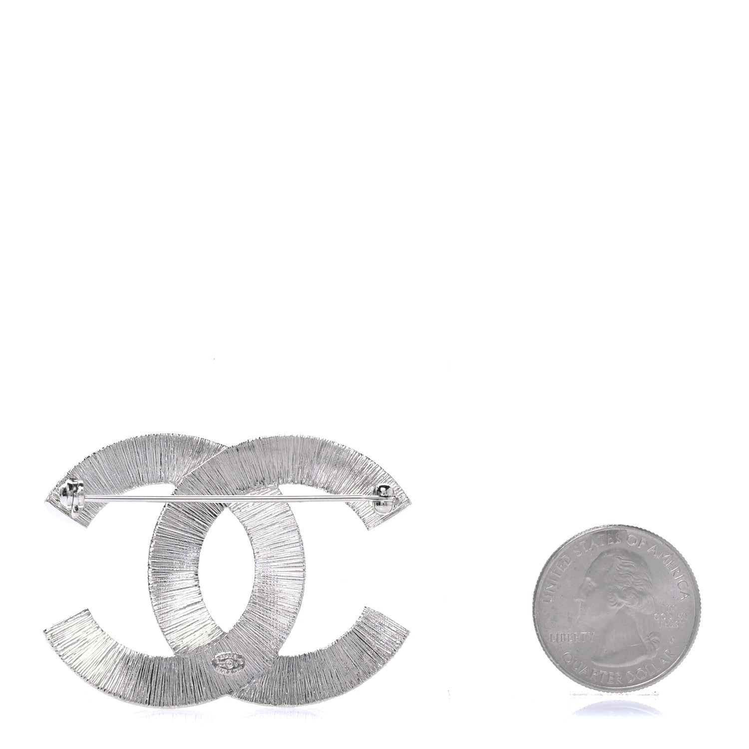 Baguette Crystal CC Brooch Silver