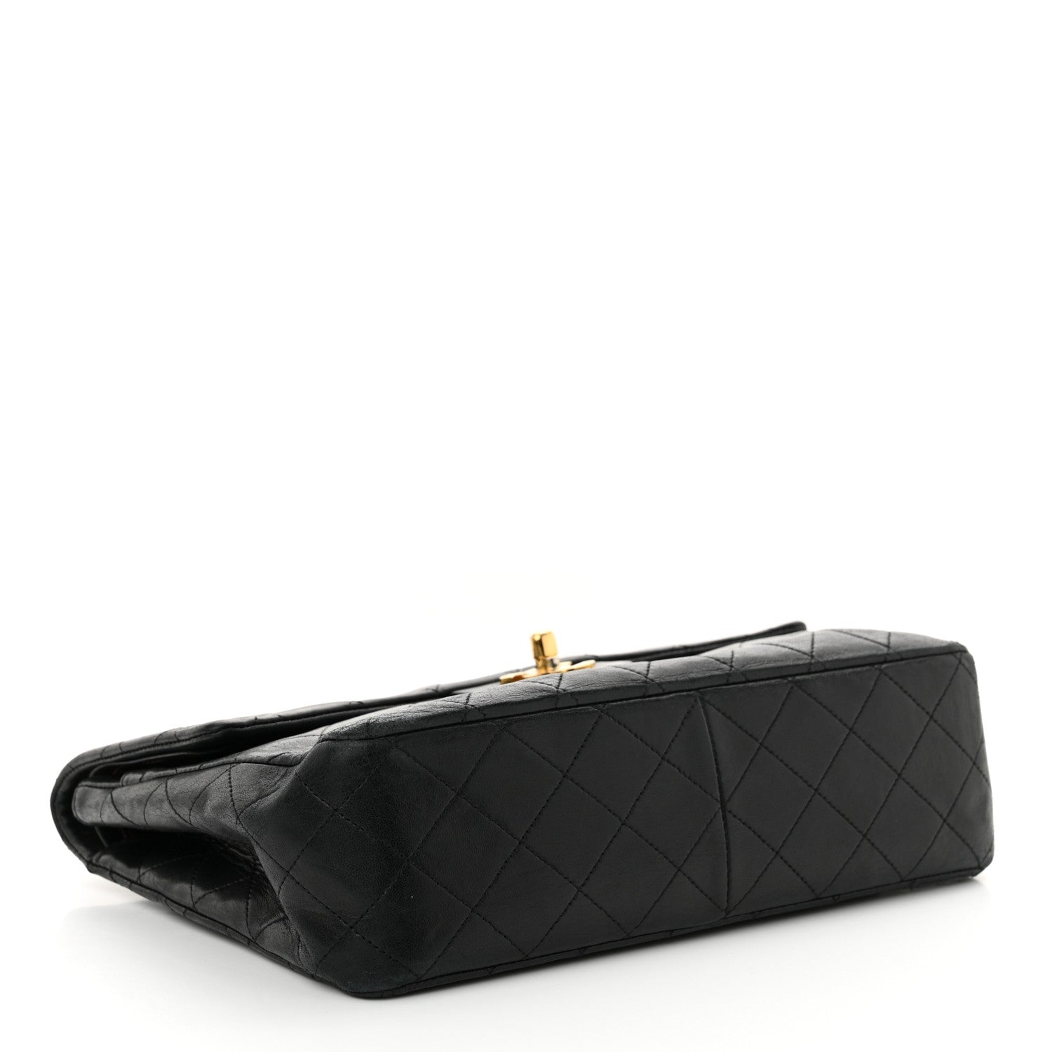 Lambskin Quilted Medium Double Flap Black