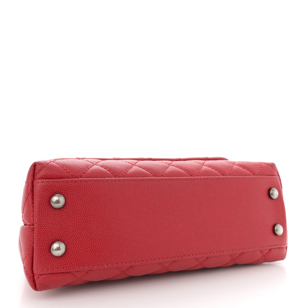 Caviar Quilted Mini Coco Handle Flap Red
